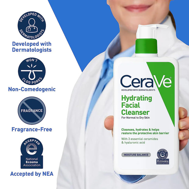 Cerave Hydrating Facial Cleanser (BEST FOR SKIN WHITENING AND ACNI)