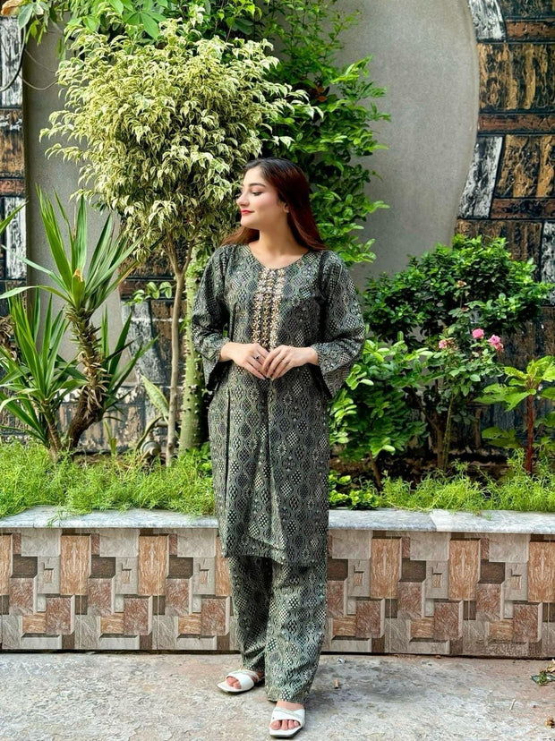 Versatile Black Printed Linen Suit – Perfect for Every Occasion