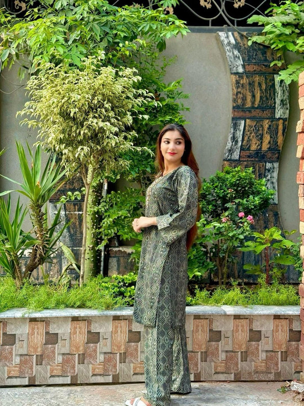 Versatile Black Printed Linen Suit – Perfect for Every Occasion
