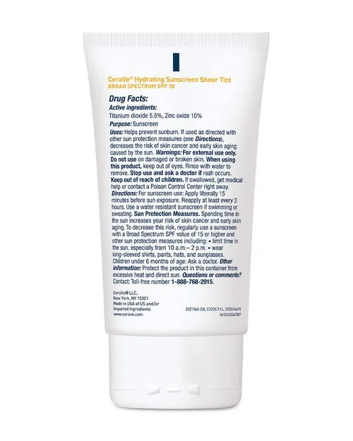 Cerave Hydrating Mineral Sunscreen 30 Face 50ML